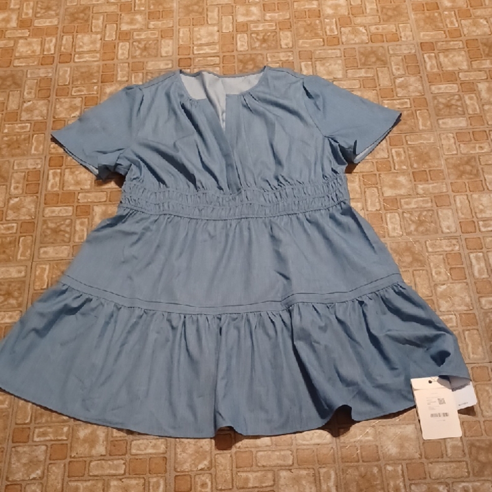 Chic Blue Casual Dress for Women Roschico Size 3xlarge